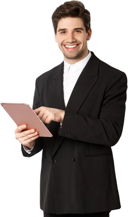 Businessman holding tablet